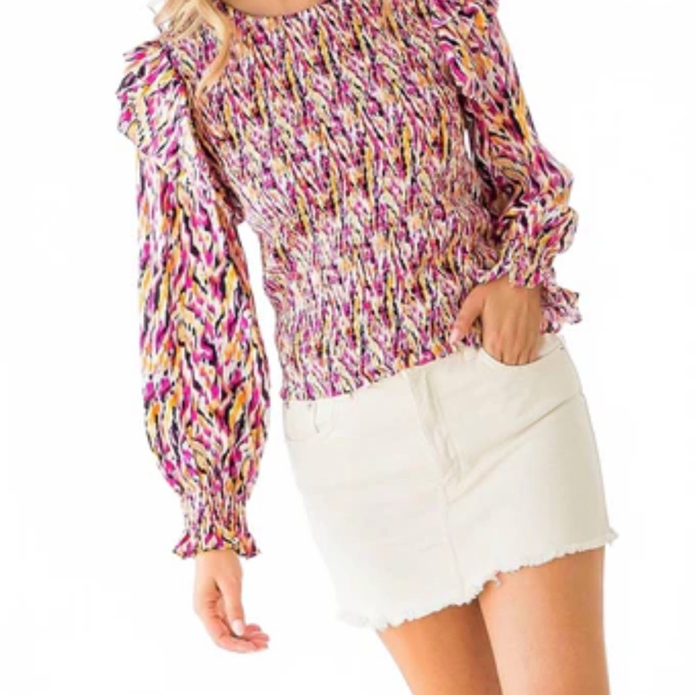 THML Multicolor Ruffle Sleeve Blouse